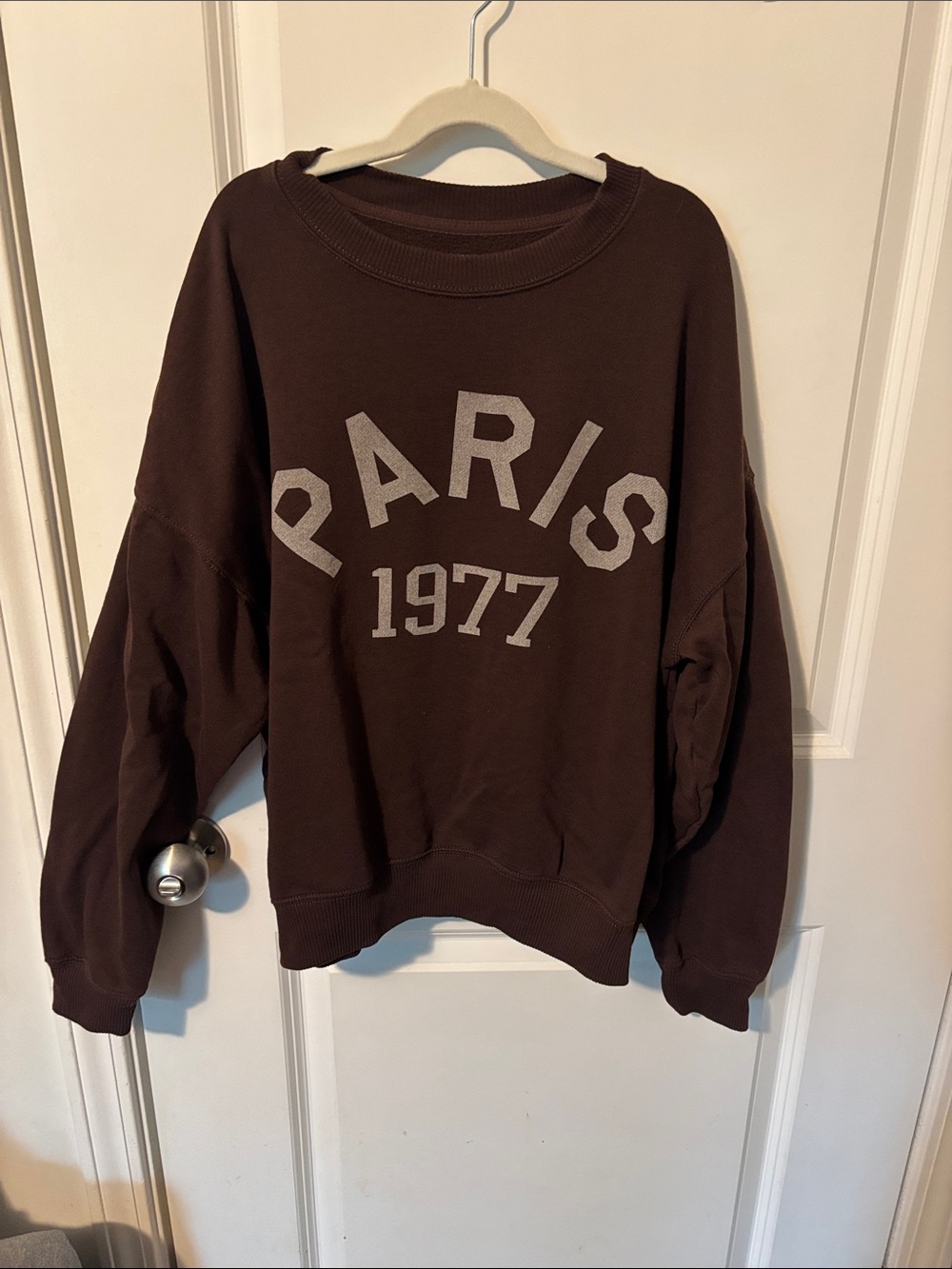 American Eagle Outfitters Brown 'PARIS 1977' Crewneck Sweatshirt